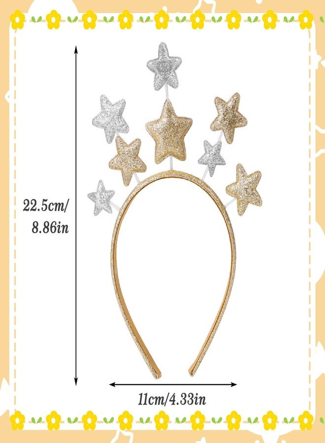 DSLSQD Star Headband, 2 Pieces Hairband with Gold and Silver Star Hair Hoops, Hair Accessories for Party Festival Holiday Birthday Kids Adults, One Size - Image 2